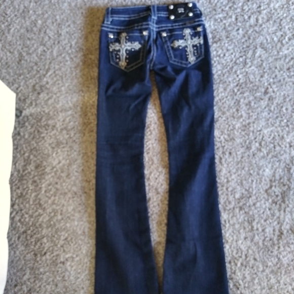 Miss Me Dark Blue jeans size 24 bling cross - Picture 7 of 8